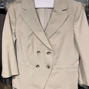 Ann Taylor Cream Double-Breasted Blazer and skirt